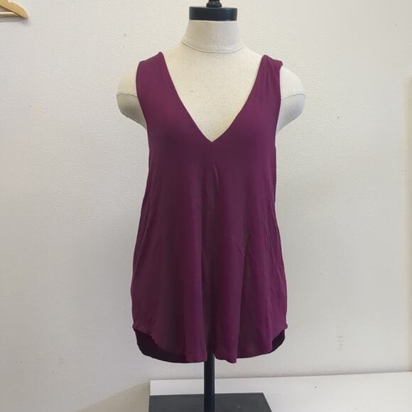 Bordeaux Purple Tank Top with V-Neckline size Small - Picture 1 of 5